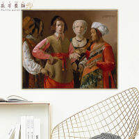 Perilla-Georges De La ทัวร์ "ผู้โชคดี" ภาพสีน้ำมันความสวยงามในการทำงานโปสเตอร์ภาพตกแต่งบ้านแขวนผนัง