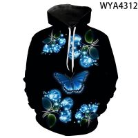 3D Print Butterfly Hoodies Men Women Children Sweatshirt Long Sleeve Flower Pullover Streetwear Insect Cool Boy Girl Casual Coat