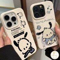 เคสโทรศัพท์น่ารักลูกสุนัขมีความสุข Pochacco เข้ากันได้กับ iPhone XR 11 15 13 12 14 Pro Max 6 7 8 6S 15 Plus 7Plus X XS MAX SE 2020เคสนิ่มวินเทจภาพวาดสีน้ำมันน่ารักย่อยสลายได้