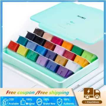 Gouache Paint Sets, 24 Colors x 30ml/1oz with 5 Brushes & a Palette, Unique