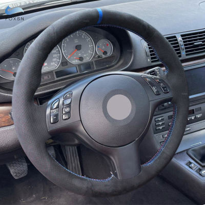 รถพวงมาลัยหนังนิ่มปกหนังตัดสำหรับ BMW M Sport 3 5 Series E46รถเก๋ง M3 E46 2000 - 2006 M5 E39 2000 2001 2002 2003