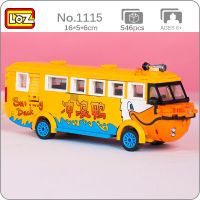 LOZ 1115 Vehicle World Surfing Duck School Bus Amphibious Animal Car Model Mini Blocks Bricks Building Toy for Children no Box Building Sets