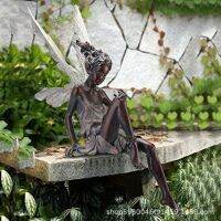 （HOT)Fairy Statue การค้าต่างประเทศข้ามพรมแดนงานฝีมือเรซินเครื่องประดับสวนนางฟ้าดอกไม้รูปปั้นนางฟ้านั่งในทูเร็ค