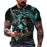 2022 New 3D Printing T-Shirt Men Clothing Breathable Skull&amp;Death Short Sleeve Fashion O-Neck Street Wear Cool oversized Tshirt