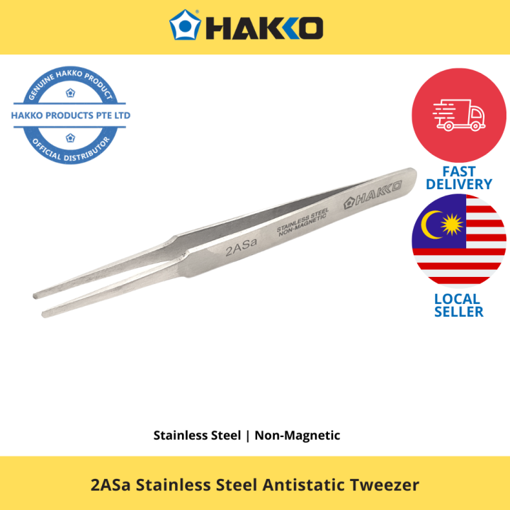 HAKKO 2ASA Stainless Steel Antistatic Tweezers Easy Grip