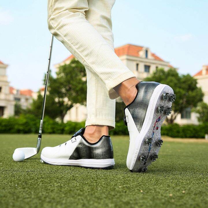 professional-spike-golf-shoes-men-39-s-white-jogging-walking-sneakers-outdoor-grass-high-quality-swivel-buckle-golf-sneakers