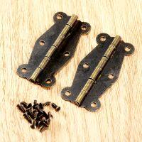 2Pcs 51x24mm Antique Cabinet Door Hinge Furniture Fittings Small Wood Gift Box Decorative Cupboard Hinge Furniture Hardware