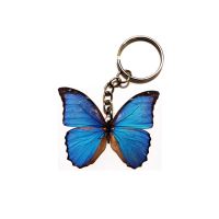 Blue Butterfly Acrylic Keychain Flying Wing Dogs steel Keyring Pendants Gift Best Friend Key Chain Accessories Keyring Men Toy