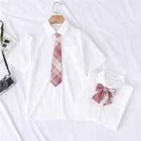 Spot parcel post2022 New JK Uniforms Shirt Womens Short-Sleeved White Top Student Preppy Style Tie Bowknot Shirt