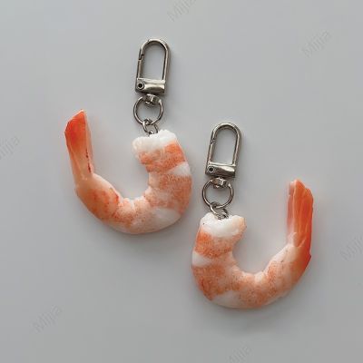 Simulation Shrimp Meat Keychain Key Rings For Women Men Bag Pendant Funny Gifts Ornament Jewelry Car Earphone Box Charms