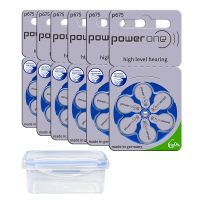 60pcs Powerone Zinc Air Hearing Aid Batteries 675 a675 PR44 P675 Cell Button Battery 1.45V for BTE Super Power Hearing Aids Medicine  First Aid Storag