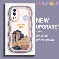 Jjlingji เคสสำหรับ VIVO Y72 5G Y52 5G Y75s 5G เคสแฟชั่นลายตะวันตกดินขอบคลื่นนุ่มเคสมือถือกันกระแทกแบบใสที่สร้างสรรค์เคสโปร่งใสลายกล้องถ่ายรูปซิลิกาเจลป้องกัน