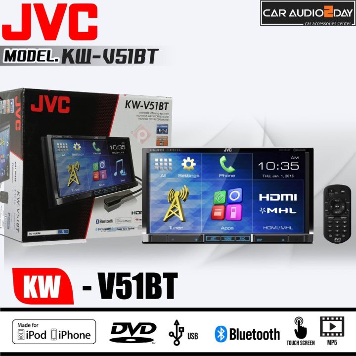 ของเเท้-100-jvc-kw-v51bt-เครื่องเสียงรถยนต์-dvd-cd-usb-bluetooth-av-in-av-out-hdmi-จอ-7นิ้ว-จอสัมผัส-ต่อทีวีเพดาน