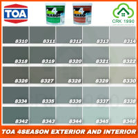 TOA 4SEASONS สีน้ำอะคริลิกแท้ 100% คุณภาพสูง ฟิล์มสียึดเกาะดีเยี่ยม ภายนอกและภายใน สีเทา เขียว (ขนาด 1/4 แกลอน บรรจุ 0.946 ลิตร)