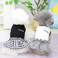 Pet Dog Dress Clothes Pet Dress Round Neck Adorable Soft Comfortable Lattice Splicing Sleeveless Pet Supplies Clothing Shoes Accessories Costumes