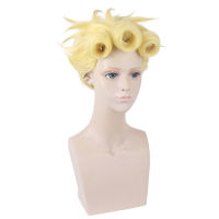 อะนิเมะ50ซม. JoJo S Bizarre Adventure Golden Wind คอสเพลย์วิกผม JoJo No Kimyou Na Bouken Giorno Giovanna Wigs อุปกรณ์เสริมผม