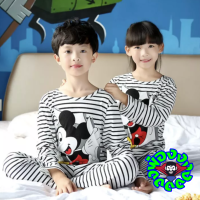 PONG ชุดนอนเด็กแบบ 2 ชิ้น แขนยาว ขายาว ชุดนอนเด็ก Fashion Kids Clothing Pyjamas Kids Sleepwear Cute Children Pajamas Cartoon Nightwear