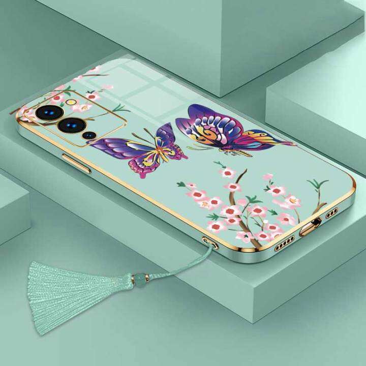 เคสสำหรับ-infinix-note-12-g96หรูหราผีเสื้อสวยงามพร้อมกล้องดอกไม้เคสโทรศัพท์ขอบชุบเคสซิลิโคนนิ่มพร้อมฟรีสายคล้อง