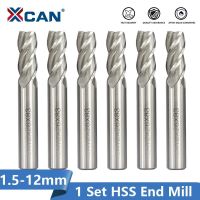 XCAN HSS Milling Cutter 4 ขลุ่ย 1.5-12mm CNC Router Bit Spiral End Mill HSS Metal Cutter CNC Machine เครื่องมือกัดอลูมิเนียม