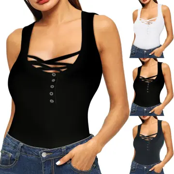 Button Tops Shirts Summer Sexy Down Tank - Best Price in Singapore - Mar  2024