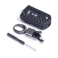 dghjsfgr Carbon Fiber Rubber Car Key Case Folding Remote Fob Protector Cover Keychain Bag For Mazda 3 5 6 CX5 CX7 CX9 RX8 MX5