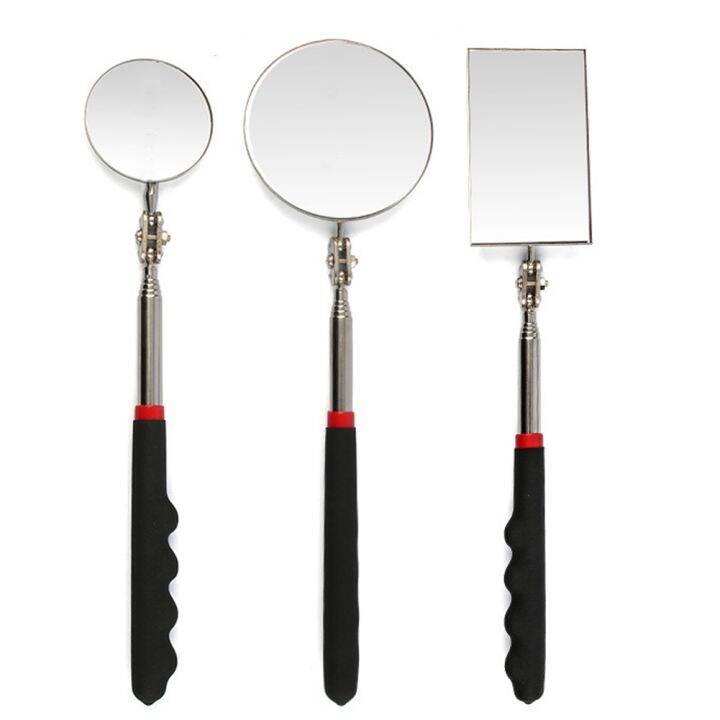 360-retractable-telescopic-inspection-detection-lens-round-mirror-silver-pocket-clip-new-car-tools-extend-7-1-4-quot-to-30-quot-diy-tool