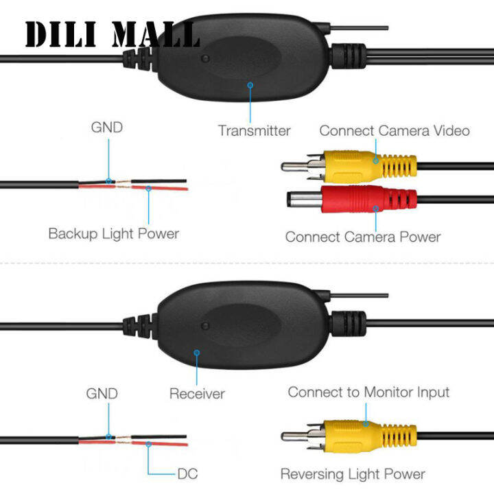 สต๊อก-อุปกรณ์ติดกล้องสำรองข้อมูลมุมข้างหลังรถยนต์ไร้สาย2-4กรัมพร้อมชุดเครื่องส่งสัญญาณเสียงวิดีโอสื่อโสตทัศน์ไร้สาย2-4กรัม