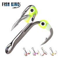 FISH KING 5Pcs/pack High Carbon Steel Ice Fishing Hooks Barbed With Diamond Eye Trebles Fishhook for Winter Fishing Accessories Accessories