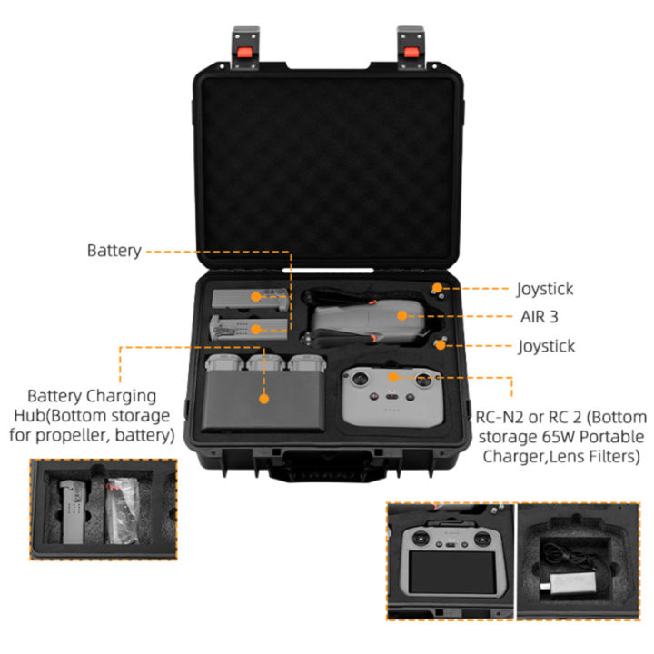 ซินซู-เคสแข็งเคสพกพาพกพาได้ทุกสภาพอากาศซองกันน้ำใช้ได้กับ-dji-air-3อุปกรณ์โดรน40x32-5x12-5cm