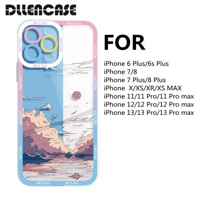 Hot Sale Dllencase เคสโทรศัพท์มือถือ TPU ใส กันกระแทก สีรุ้ง สําหรับ Compatible For iPhone 14 13 Pro Max 6 Plus 6s Plus 7 7 Plus 8 8 Plus X XS XR XS Max 11 12 13 Pro Pro Max A232