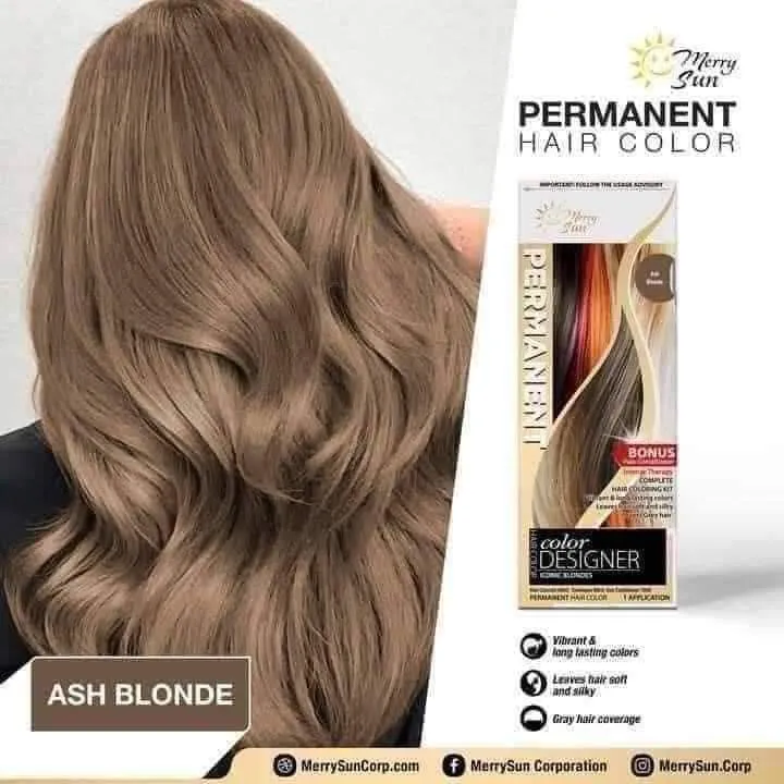 Merry Sun Permanent Hair Color | Ash Gray | Super Decoloring | Coffee |  Chestnut Brown | Blue Black | Floweriness Red | Dark Brown | Golden Brown |  Rose Gold | Lazada PH
