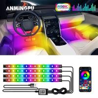 [ANYA Auto Parts] ANMINGPU Dream LED Car Foot Ambient Light พร้อม USB Wireless APP รีโมทคอนโทรลเพลงอัตโนมัติภายในบรรยากาศโคมไฟตกแต่ง