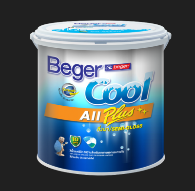 Beger Cool All Plus คูลออลพลัส กึ่งเงา ขนาด 9 ลิตร สีทาภายนอกเกรด 10 ปี สีตามสั่ง