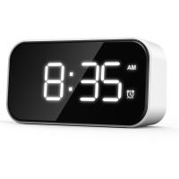 Bedside Clock for Bedrooms with 6 Levels of Brightness Snooze, (White Appearance + White Font)