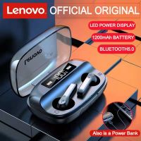 Lenovo หูฟังบลูทูธ5.0 1200 MAh หูฟังไร้สาย QT81,เบสสเตอริโอชุดหูฟังเล่นเกมควบคุมการตัดเสียงรบกวนไมโครโฟนคู่