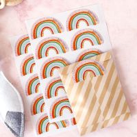 Rainbow Stickers Happy Birthday Thank You Label DIY Cookie Bags Seal Labels Happy Every Day Sticker Paper Decor 5.5cm 100pcs Stickers Labels