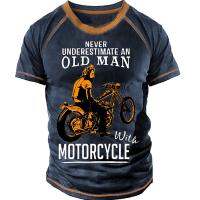 Mens Breathable Fitness Sports Short Sleeve Summer Casual Undershirt Mens Top Cool Vintage Motorcycle Elements Printed T-Shirt