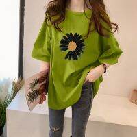 Korean House Local shop Ready Stock womenMen uni clothing Oversized summer dress small daisy printing short-sleeve loose baju perempuan MURAH T-shirt pink Plus size women Tops 宽松T恤短袖上衣女韓版百搭 衣服