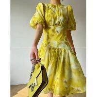 Numerous Xia Ning Joss-Stick Printed Chiffon Dress Summer New Niche Design Of Cultivate Ones Morality French Waist Skirt