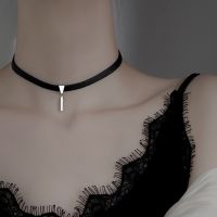 Sexy Black Leather Rope Silver Color Pendant Necklace Minimalist Geometric Design Choker Gift Jewelry Accessories Clavicle Chain