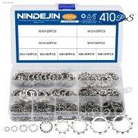 ✿ NINDEJIN 410pcs/set external tooth lock washer assortment kit 304 stainless steel m3 m4 m5 m6 m8 m10 star lock washer DIN6797A