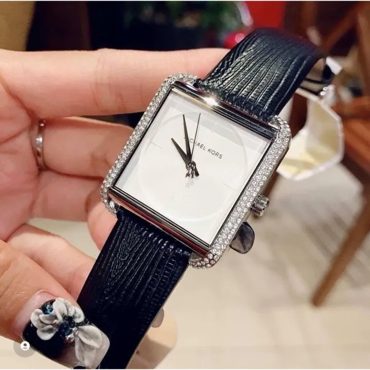 Guaranteed Authentic Michael Kors Women's Lake Crystallized Black Band