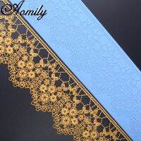 Aomily 40x10cm Lace Flower Wedding Cake Silicone Beautiful Flower Lace Fondant Mold Mousse Sugar Craft Icing Mat Pastry Tool Bread Cake  Cookie Access