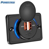 Powstation RV การปรับเปลี่ยน Charger 12-24V 3.1A Dual USB Charger Power Outlet อุปกรณ์เสริม Camper Bus เรือ QC3.0 PD3.0 Charger