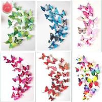 12Pcs DIY Lifelike 3D Multicolor Butterfly Magnet Fridge Magnet Wall Stickers Kids Baby Rooms Kitchen Home Decoration Free Glue Wall Stickers  Decals