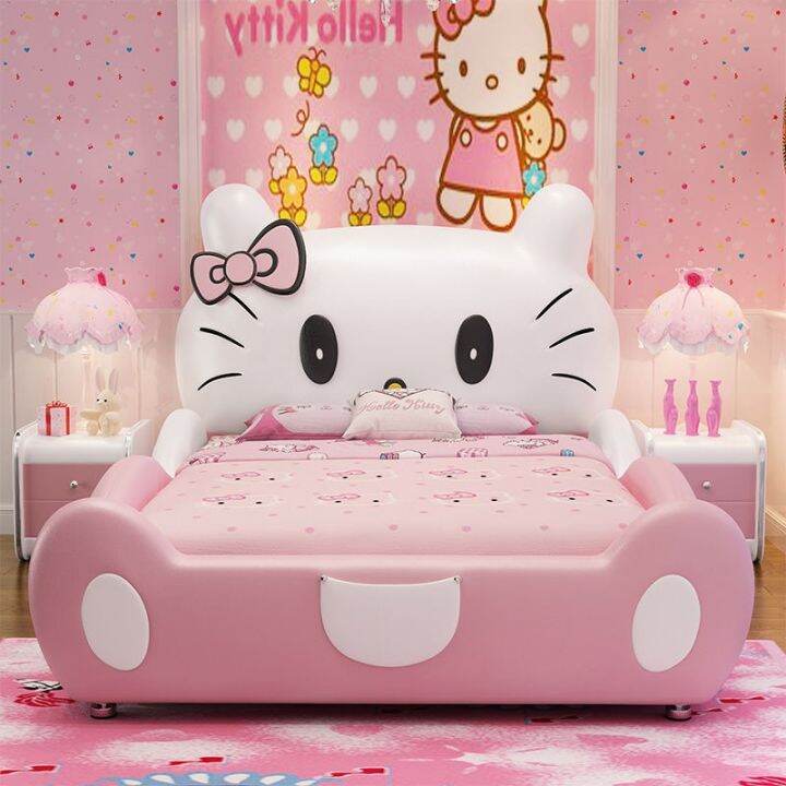 Hello Children's Bed Girl Pink Princess Bed With Guardrail Girls Bed 