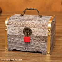 Piggy Bank Lock Jewelry Wooden Treasure With Keys Vintage Money Case Exquisite Large Storage Box Organizer Gift