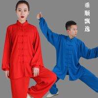 Hengshu Tai Chi เสื้อผ้าฝึกฝนเสื้อผ้าไทชิสำหรับผู้หญิงผ้าฝ้ายสำหรับฤดูใบไม้ผลิและฤดูใบไม้ร่วงพร้อมผ้าไหมรุ่นวัยกลางคนและผู้สูงอายุชุดเชียร์ลีดเดอร์การแข่งขันชาย