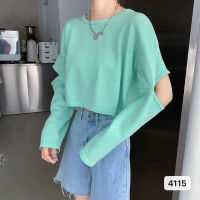 ?พร้อมส่ง?AL-CF-320 เสื้อแขนยาว เสื้อไหมพรมแขนยาว แต่งแขนขาด