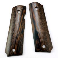 2Pieces 1911 Grips Natural Wenge Wooden Textured Handle Grips Patch Custom Grips CNC Non-slip Handle Patches Handle Grips